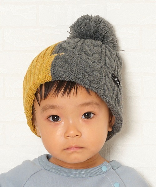 Love&Peace&Money（ラブアンドピースアンドマネー）の「色切替帽子（ニットキャップ/ビーニー・キッズ・グレー/ネイビー・L(52-56cm)/M(48-52cm)）」の2枚目の写真