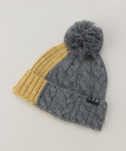 Love&Peace&Money（ラブアンドピースアンドマネー）の「色切替帽子（ニットキャップ/ビーニー・キッズ・グレー/ネイビー・L(52-56cm)/M(48-52cm)）」の4枚目の写真