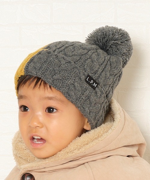 Love&Peace&Money（ラブアンドピースアンドマネー）の「色切替帽子（ニットキャップ/ビーニー・キッズ・グレー/ネイビー・L(52-56cm)/M(48-52cm)）」の5枚目の写真