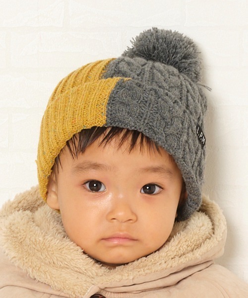 Love&Peace&Money（ラブアンドピースアンドマネー）の「色切替帽子（ニットキャップ/ビーニー・キッズ・グレー/ネイビー・L(52-56cm)/M(48-52cm)）」の6枚目の写真