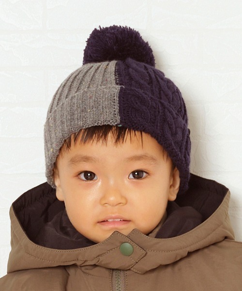 Love&Peace&Money（ラブアンドピースアンドマネー）の「色切替帽子（ニットキャップ/ビーニー・キッズ・グレー/ネイビー・L(52-56cm)/M(48-52cm)）」の9枚目の写真