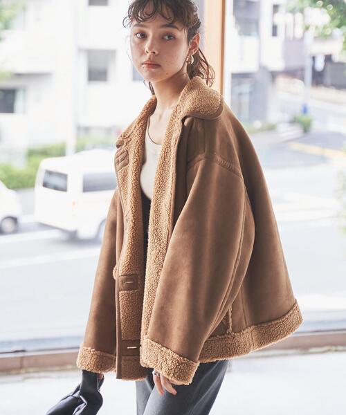 coen（コーエン）の「フェイクムートンジャケット（ムートンコート・レディース・ブラック/ダークブラウン・FREE）」の3枚目の写真