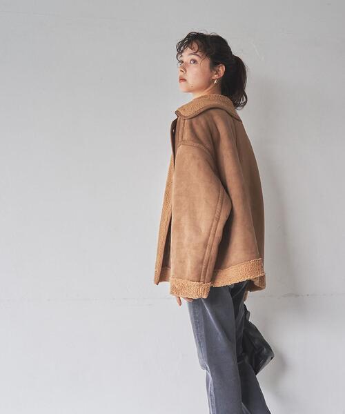 coen（コーエン）の「フェイクムートンジャケット（ムートンコート・レディース・ブラック/ダークブラウン・FREE）」の4枚目の写真