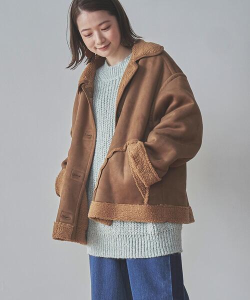 coen（コーエン）の「フェイクムートンジャケット（ムートンコート・レディース・ブラック/ダークブラウン・FREE）」の6枚目の写真