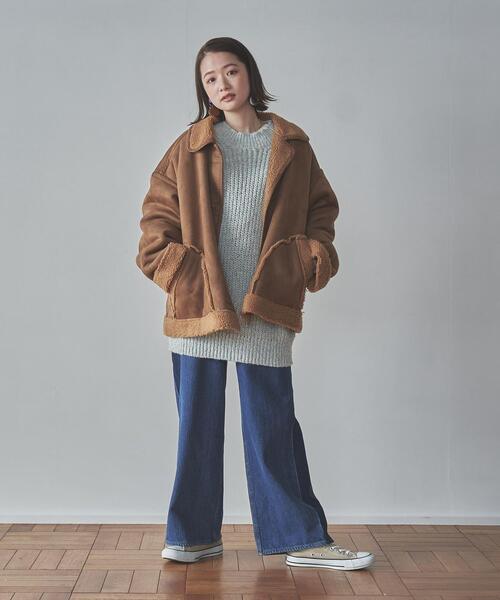 coen（コーエン）の「フェイクムートンジャケット（ムートンコート・レディース・ブラック/ダークブラウン・FREE）」の7枚目の写真