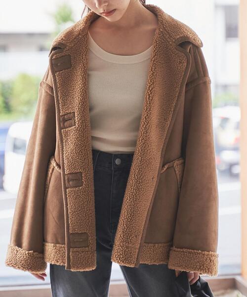 coen（コーエン）の「フェイクムートンジャケット（ムートンコート・レディース・ブラック/ダークブラウン・FREE）」の10枚目の写真