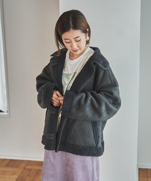 coen（コーエン）の「フェイクムートンジャケット（ムートンコート・レディース・ブラック/ダークブラウン・FREE）」の14枚目の写真