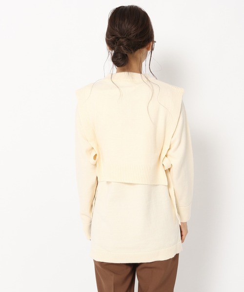 mysty woman（ミスティウーマン）の「ベストセットレイヤードニット 239011（ニット/セーター・レディース・オフホワイト/チャコール/モカ・FREE）」の13枚目の写真