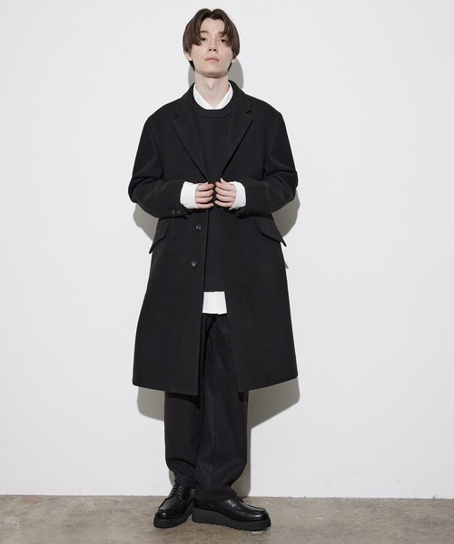 JUNRED（ジュンレッド）の「ソフトメルトンチェスターコート（チェスターコート・メンズ・ブラック/ダークブラウン/キナリ・LL/S/M/L）」の18枚目の写真