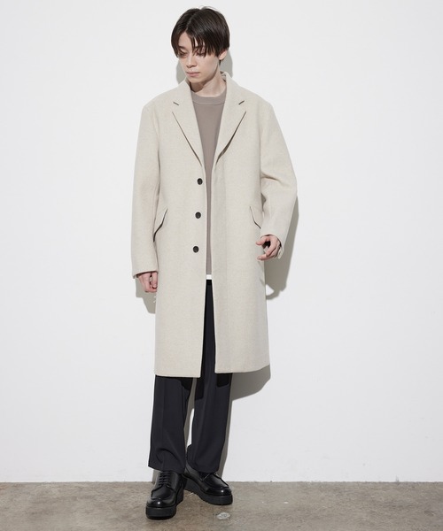 JUNRED（ジュンレッド）の「ソフトメルトンチェスターコート（チェスターコート・メンズ・ブラック/ダークブラウン/キナリ・LL/S/M/L）」の12枚目の写真