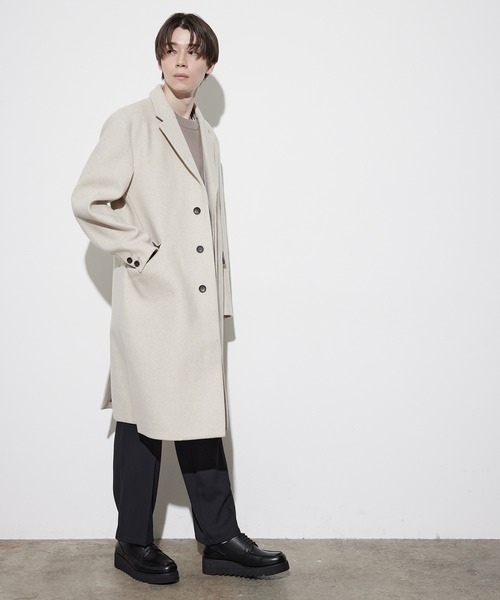 JUNRED（ジュンレッド）の「ソフトメルトンチェスターコート（チェスターコート・メンズ・ブラック/ダークブラウン/キナリ・LL/S/M/L）」の16枚目の写真