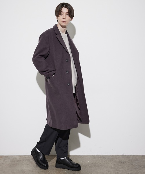 JUNRED（ジュンレッド）の「ソフトメルトンチェスターコート（チェスターコート・メンズ・ブラック/ダークブラウン/キナリ・LL/S/M/L）」の8枚目の写真