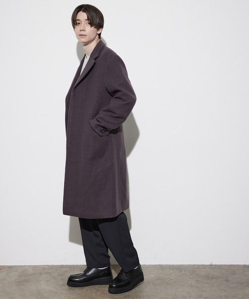 JUNRED（ジュンレッド）の「ソフトメルトンチェスターコート（チェスターコート・メンズ・ブラック/ダークブラウン/キナリ・LL/S/M/L）」の10枚目の写真