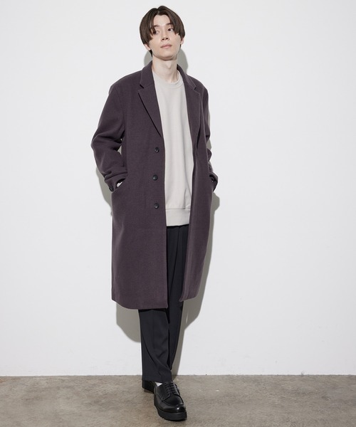 JUNRED（ジュンレッド）の「ソフトメルトンチェスターコート（チェスターコート・メンズ・ブラック/ダークブラウン/キナリ・LL/S/M/L）」の5枚目の写真