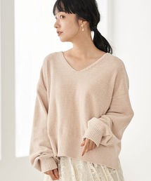 earth music&ecology | ベロアモールVネックプルオーバー　＊(ニット/セーター)