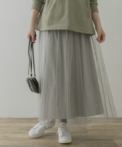 F by ROSSO（エフバイロッソ）の「F by ROSSO　チュールスカート（スカート・レディース・グレー/チェック・36/38）」の3枚目の写真