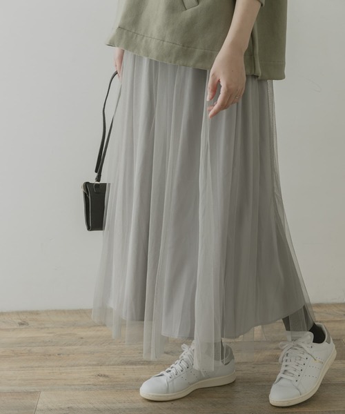 F by ROSSO（エフバイロッソ）の「F by ROSSO　チュールスカート（スカート・レディース・グレー/チェック・36/38）」の4枚目の写真