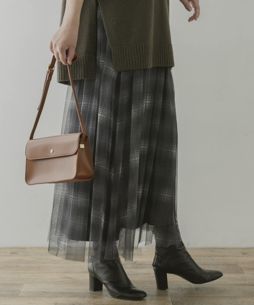 F by ROSSO（エフバイロッソ）の「F by ROSSO　チュールスカート（スカート・レディース・グレー/チェック・36/38）」の9枚目の写真