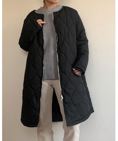 Ritzy（リッツィー）の「2way軽量アウター 中綿キルティングライトアウター（ダウンジャケット/コート・レディース・ブラック/カーキ/ネイビー・FREE）」の7枚目の写真