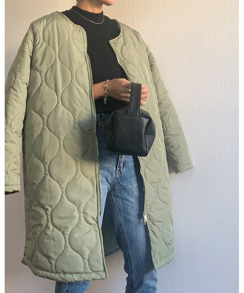 Ritzy（リッツィー）の「2way軽量アウター 中綿キルティングライトアウター（ダウンジャケット/コート・レディース・ブラック/カーキ/ネイビー・FREE）」の11枚目の写真