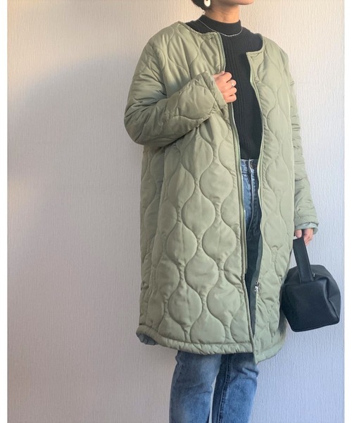 Ritzy（リッツィー）の「2way軽量アウター 中綿キルティングライトアウター（ダウンジャケット/コート・レディース・ブラック/カーキ/ネイビー・FREE）」の18枚目の写真