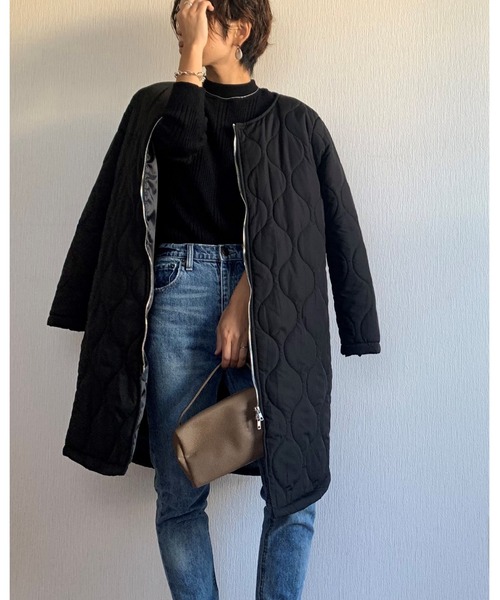 Ritzy（リッツィー）の「2way軽量アウター 中綿キルティングライトアウター（ダウンジャケット/コート・レディース・ブラック/カーキ/ネイビー・FREE）」の6枚目の写真