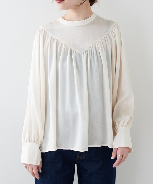 natural couture(ナチュラルクチュール)の「【WEB限定カラー有り】ヨーク×ギャザーデザイン2WAYブラウス(シャツ/ブラウス・レディース・ベージュ/グレー/アイボリー/その他1/その他2・FREE)」の8枚目の写真