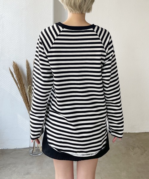 Shelly island（シェリーアイランド）の「ボーダーラグランロンTee（Tシャツ/カットソー・レディース・ブラック/ベージュ/グリーン・FREE）」の22枚目の写真