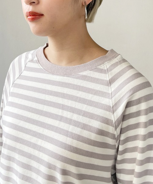 Shelly island（シェリーアイランド）の「ボーダーラグランロンTee（Tシャツ/カットソー・レディース・ブラック/ベージュ/グリーン・FREE）」の12枚目の写真