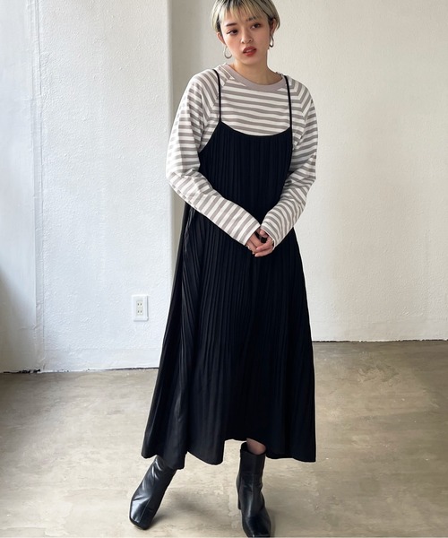 Shelly island（シェリーアイランド）の「ボーダーラグランロンTee（Tシャツ/カットソー・レディース・ブラック/ベージュ/グリーン・FREE）」の9枚目の写真