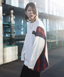 裏毛SIDE CHECK SWEAT/ビッグシルエット 裏毛 サイドチェックスウェット/トレーナー