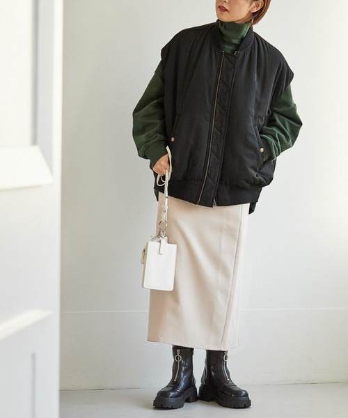 Heather（ヘザー）の「MA-1ベスト  262846（MA-1・レディース・オリーブ/ブラック・FREE）」の5枚目の写真