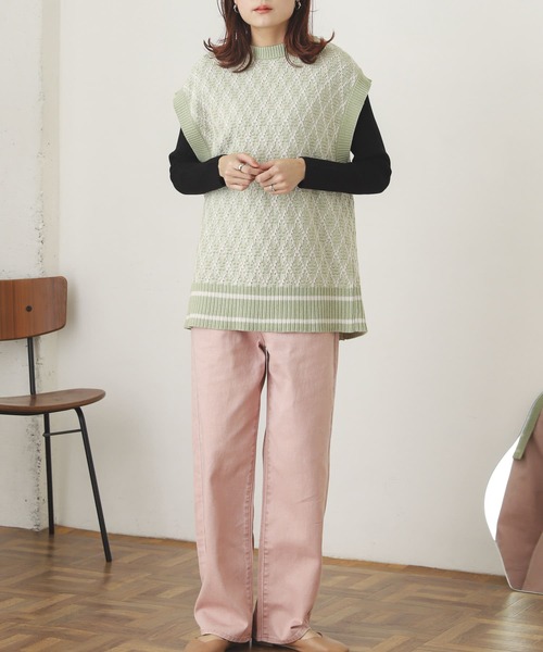 SENSE OF PLACE by URBAN RESEARCH（センスオブプレイスバイアーバンリサーチ）の「バックオープンジャガードベスト（ベスト・レディース・ブラック系その他/ブラウン系その他/グリーン系その他・ONE）」の3枚目の写真