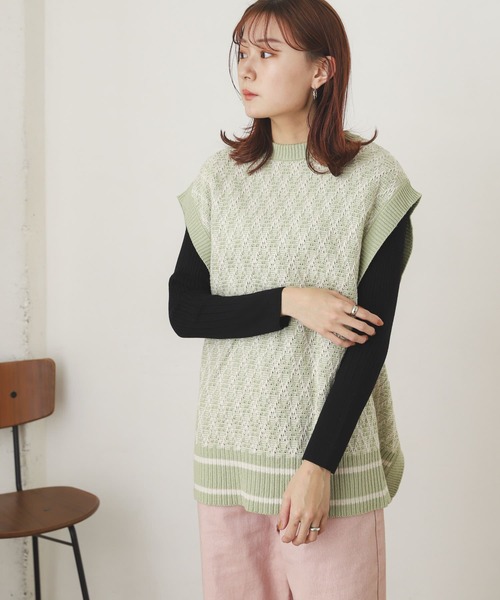 SENSE OF PLACE by URBAN RESEARCH（センスオブプレイスバイアーバンリサーチ）の「バックオープンジャガードベスト（ベスト・レディース・ブラック系その他/ブラウン系その他/グリーン系その他・ONE）」の5枚目の写真