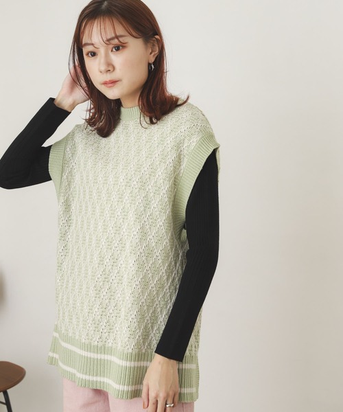 SENSE OF PLACE by URBAN RESEARCH（センスオブプレイスバイアーバンリサーチ）の「バックオープンジャガードベスト（ベスト・レディース・ブラック系その他/ブラウン系その他/グリーン系その他・ONE）」の6枚目の写真