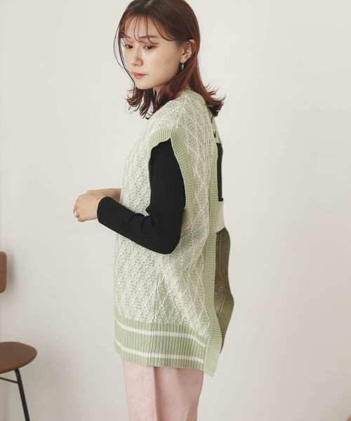 SENSE OF PLACE by URBAN RESEARCH（センスオブプレイスバイアーバンリサーチ）の「バックオープンジャガードベスト（ベスト・レディース・ブラック系その他/ブラウン系その他/グリーン系その他・ONE）」の7枚目の写真