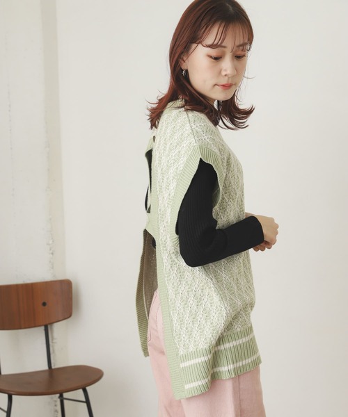 SENSE OF PLACE by URBAN RESEARCH（センスオブプレイスバイアーバンリサーチ）の「バックオープンジャガードベスト（ベスト・レディース・ブラック系その他/ブラウン系その他/グリーン系その他・ONE）」の8枚目の写真