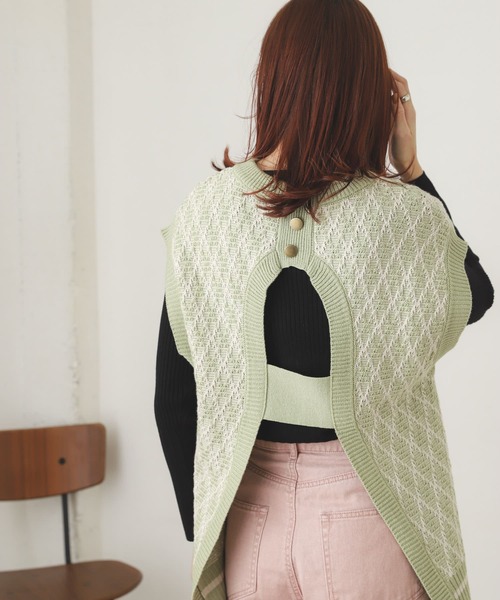 SENSE OF PLACE by URBAN RESEARCH（センスオブプレイスバイアーバンリサーチ）の「バックオープンジャガードベスト（ベスト・レディース・ブラック系その他/ブラウン系その他/グリーン系その他・ONE）」の9枚目の写真