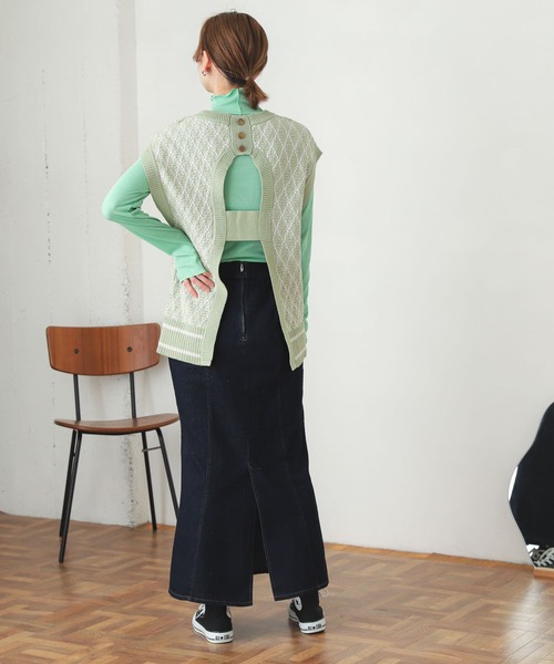 SENSE OF PLACE by URBAN RESEARCH（センスオブプレイスバイアーバンリサーチ）の「バックオープンジャガードベスト（ベスト・レディース・ブラック系その他/ブラウン系その他/グリーン系その他・ONE）」の20枚目の写真