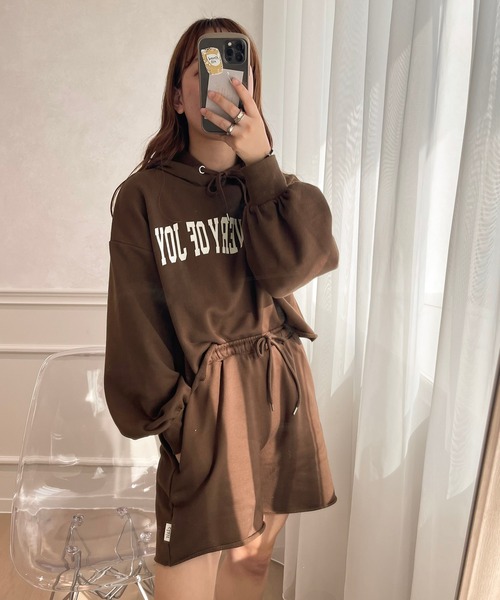 apres jour clair（アプレジュールクレア）の「【apres jour clair】【セットアップ可能】スウェットショートパーカー（パーカー・レディース・ナチュラル/アイボリー/ダークブラウン・X-LARGE/フリー）」の22枚目の写真