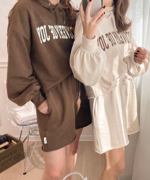 apres jour clair（アプレジュールクレア）の「【apres jour clair】【セットアップ可能】スウェットショートパーカー（パーカー・レディース・ナチュラル/アイボリー/ダークブラウン・X-LARGE/フリー）」の21枚目の写真