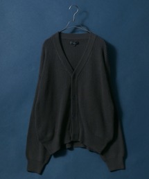 High Bulked Yarn Half Cardigan Stitch Big Silhouette Knit Cardigan/ハイバルキー 片畦編み ビッグシルエット ニットカーディガン