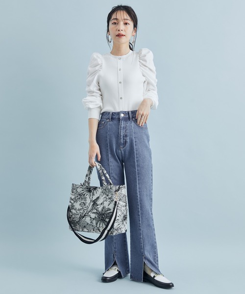 【前後２WAY】くしゅっと袖シャーリングニット