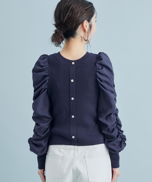 【前後２WAY】くしゅっと袖シャーリングニット