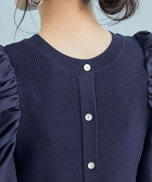 【前後２WAY】くしゅっと袖シャーリングニット