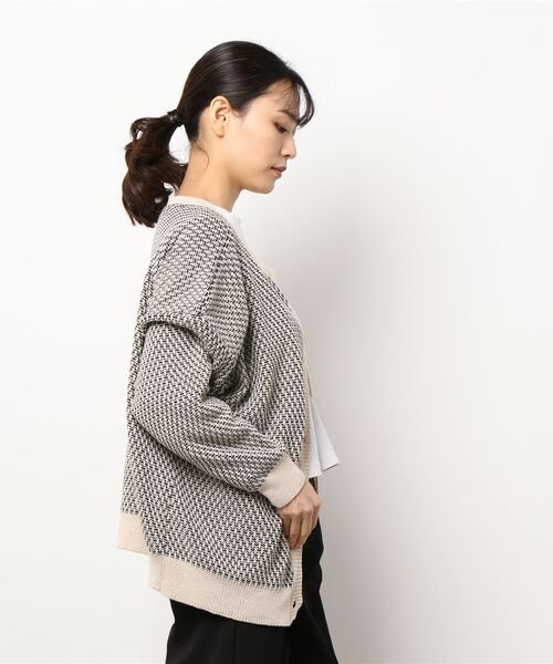 ehka sopo（エヘカソポ）の「前後2WAY編地柄カーディガン（カーディガン/ボレロ・レディース・ブラック/グレー/グリーン・ﾌﾘ-）」の4枚目の写真