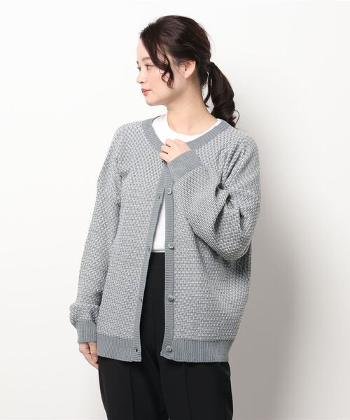 ehka sopo（エヘカソポ）の「前後2WAY編地柄カーディガン（カーディガン/ボレロ・レディース・ブラック/グレー/グリーン・ﾌﾘ-）」の6枚目の写真