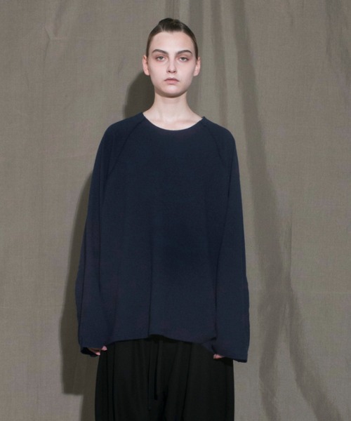 my beautiful landlet（マイビューティフルランドレット）の「【my beautiful landlet】 stretch ponte de roma L/S tee（Tシャツ/カットソー・メンズ・ネイビー/ブラック/オフホワイト/ブラウン・1/0）」の4枚目の写真