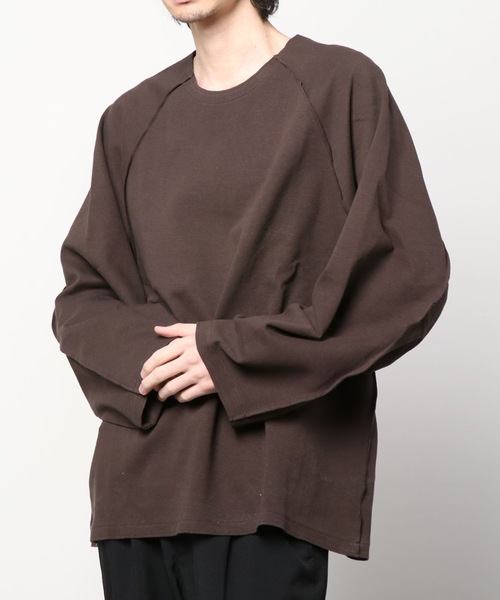 my beautiful landlet（マイビューティフルランドレット）の「【my beautiful landlet】 stretch ponte de roma L/S tee（Tシャツ/カットソー・メンズ・ネイビー/ブラック/オフホワイト/ブラウン・1/0）」の19枚目の写真