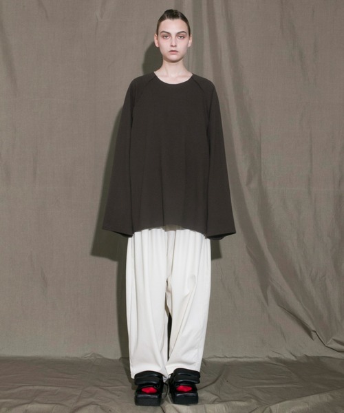 my beautiful landlet（マイビューティフルランドレット）の「【my beautiful landlet】 stretch ponte de roma L/S tee（Tシャツ/カットソー・メンズ・ネイビー/ブラック/オフホワイト/ブラウン・1/0）」の12枚目の写真